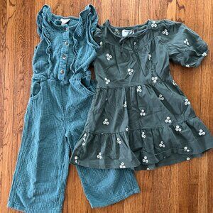Girls Green Jumper and Swing Dress size small